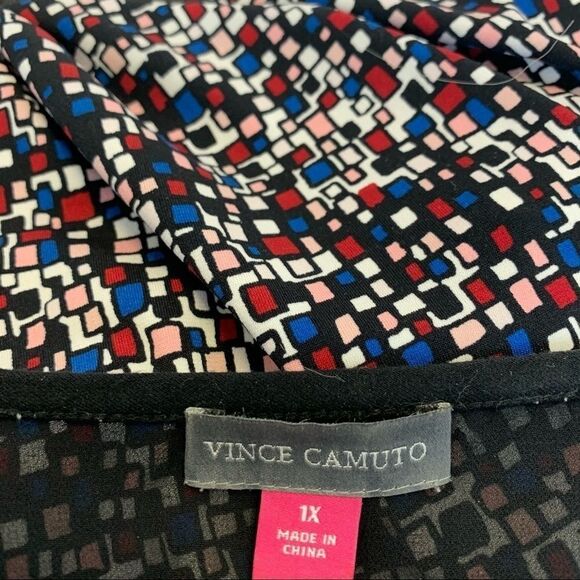 Vince Camuto 'Mosaic Flutter' Mixed Media Top Sz1X - Picture 9 of 11